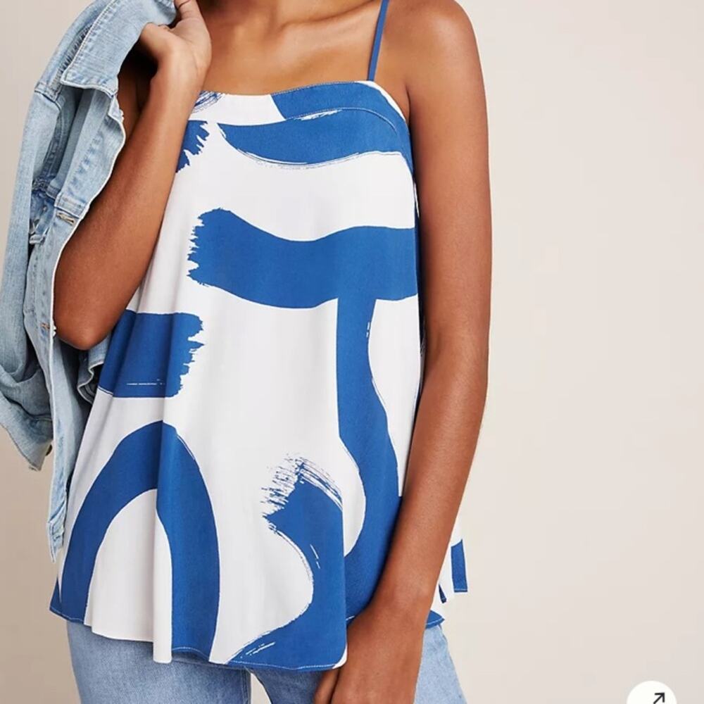 Maeve Anthropologie Sacha Swing Blouse NWTs Blue Cream size XS